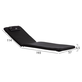 SUNBED CUSHION WITH HEADREST SIFNOS FK11234.15T - TEXTILENE 600g/m2 2x1 - BLACK SUNBED CUSHION WITH HEADREST SIFNOS FK11234.15T - TEXTILENE 600g/m2 2x1 - BLACK