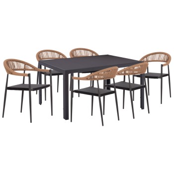 OUTDOOR DINING SET 7PCS BERG FK10876.01 GREY METAL TABLE--ALUMINUM CHAIRS