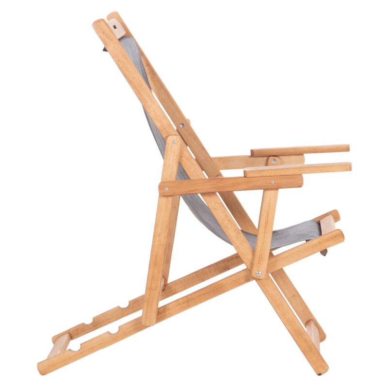 BEACH CHAIR WITH ARMS & GREY TEXTILENE LIMNOS FK11708.10T BEECH WOOD IN WALNUT 62.5x97x105Hcm. BEACH CHAIR WITH ARMS & GREY TEXTILENE LIMNOS FK11708.10T BEECH WOOD IN WALNUT 62.5x97x105Hcm.