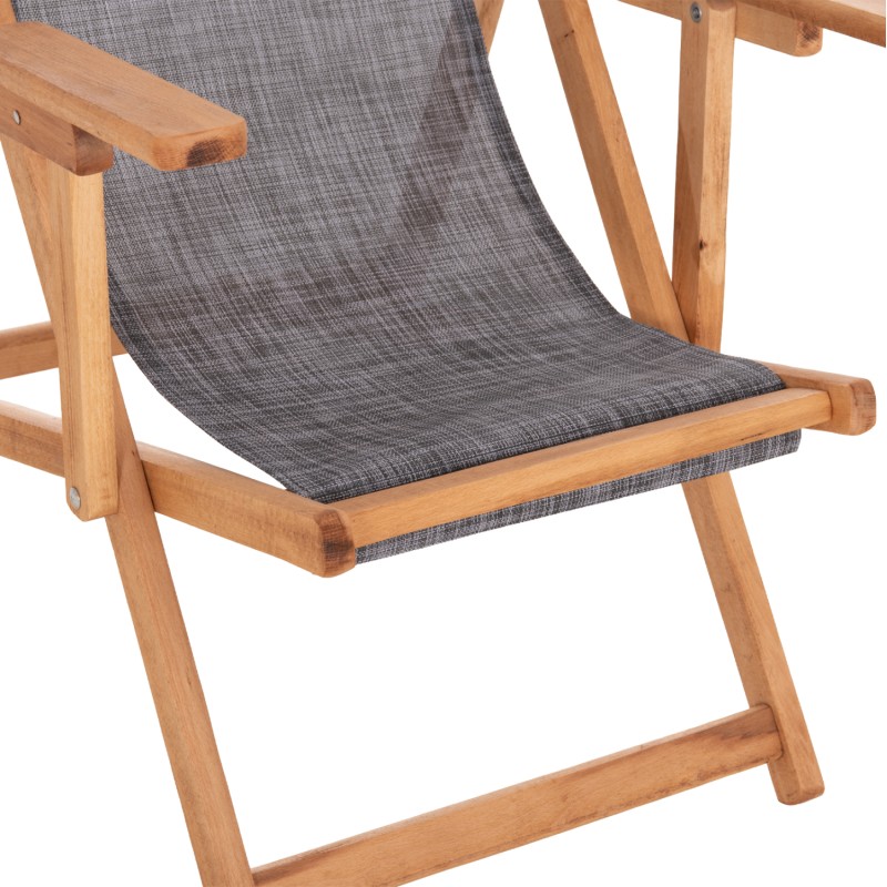 BEACH CHAIR WITH ARMS & GREY TEXTILENE LIMNOS FK11708.10T BEECH WOOD IN WALNUT 62.5x97x105Hcm. BEACH CHAIR WITH ARMS & GREY TEXTILENE LIMNOS FK11708.10T BEECH WOOD IN WALNUT 62.5x97x105Hcm.