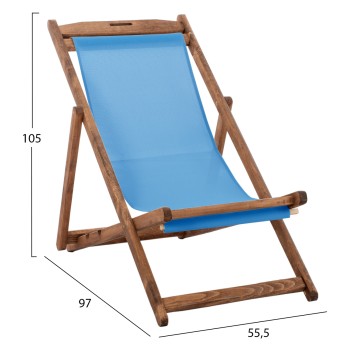 BEACH CHAIR WITH TEXTILENE FABRIC IN SKY BLUE LIMNOS FK11707.089T BEECH WOOD IN WALNUT 55.5x97x105H