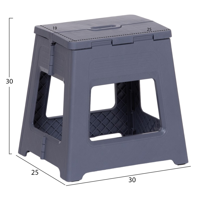 FOLDABLE POLYPROPYLENE STOOL SOLIS FK18392.01 GREY 30x25x30Hcm. FOLDABLE POLYPROPYLENE STOOL SOLIS FK18392.01 GREY 30x25x30Hcm.