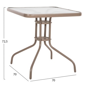 OUTDOOR DINING SET 5PCS FIGO FK10880.04 METALLIC TABLE & ARMCHAIRS IN CHAMPAGNE COLOR
