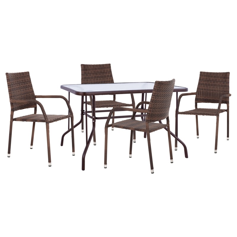 OUTDOOR DINING SET 5PCS ADAM FK10873.01 METAL & WICKER IN BROWN OUTDOOR DINING SET 5PCS ADAM FK10873.01 METAL & WICKER IN BROWN
