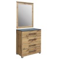 SET CHEST OF (4) DRAWERS WITH WALL MIRROR CARYS FK10889.12 MELAMINE IN NATURAL WOOD COLOR SET CHEST OF (4) DRAWERS WITH WALL MIRROR CARYS FK10889.12 MELAMINE IN NATURAL WOOD COLOR