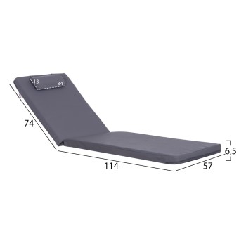 SUNBED CUSHION WITH HEADREST SIFNOS FK11234.31T - TEXTILENE 600g/m2 2x1 - GREY SUNBED CUSHION WITH HEADREST SIFNOS FK11234.31T - TEXTILENE 600g/m2 2x1 - GREY