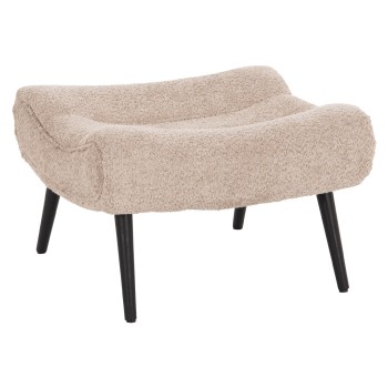 STOOL-FOOTREST BRYM FK9606.08 BEIGE/BROWN BOUCLE FABRIC-BLACK WOODEN LEGS 69X61X41Hcm.