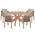 OUTDOOR DINING SET 5PCS CORTEN FK10900.01 ACACIA WOOD IN NATURAL--CUSHIONS IN BEIGE OUTDOOR DINING SET 5PCS CORTEN FK10900.01 ACACIA WOOD IN NATURAL--CUSHIONS IN BEIGE