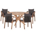 OUTDOOR DINING SET 5PCS CORTEN FK10900.02 ACACIA WOOD IN NATURAL--CUSHIONS IN GREY OUTDOOR DINING SET 5PCS CORTEN FK10900.02 ACACIA WOOD IN NATURAL--CUSHIONS IN GREY