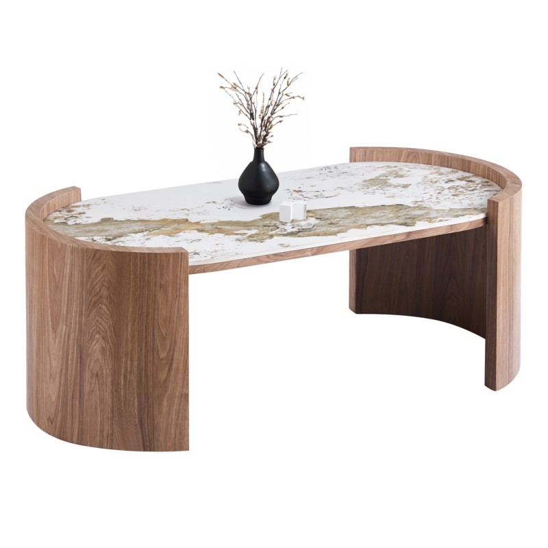 COFFEE TABLE MARBLEX FK18445 CERAMIC TOP IN PANDORA COLOR--MDF LEGS 120x60x43Hcm.