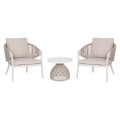 OUTDOOR 3PCS SET DRISCOLL FK10907.02 COFEE TABLE & 2 ARMCHAIRS--ALUMINUM IN CREAM WHITE