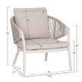 OUTDOOR 3PCS SET DRISCOLL FK10907.02 COFEE TABLE & 2 ARMCHAIRS--ALUMINUM IN CREAM WHITE
