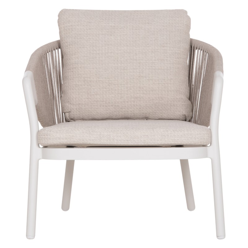 OUTDOOR 3PCS SET DRISCOLL FK10907.02 COFEE TABLE & 2 ARMCHAIRS--ALUMINUM IN CREAM WHITE