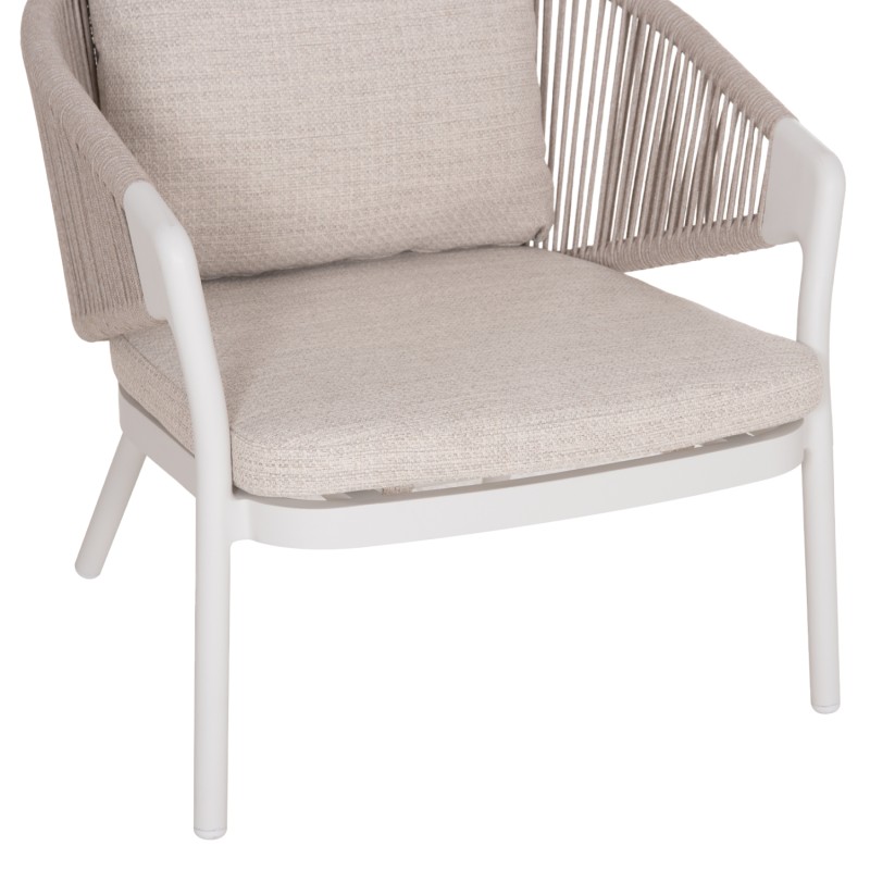 OUTDOOR 3PCS SET DRISCOLL FK10907.02 COFEE TABLE & 2 ARMCHAIRS--ALUMINUM IN CREAM WHITE