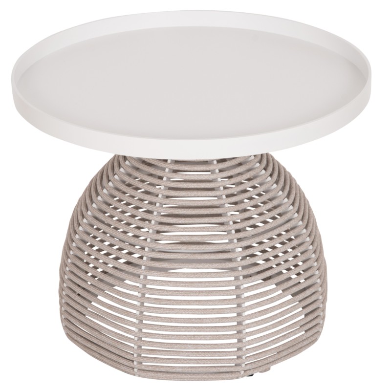 OUTDOOR 3PCS SET DRISCOLL FK10907.02 COFEE TABLE & 2 ARMCHAIRS--ALUMINUM IN CREAM WHITE