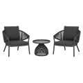 OUTDOOR 3PCS SET DRISCOLL FK10907.01 COFEE TABLE & 2 ARMCHAIRS--ALUMINUM IN GREY