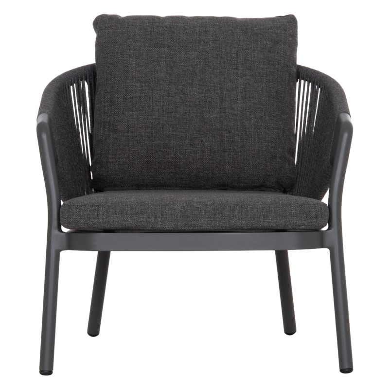 OUTDOOR 3PCS SET DRISCOLL FK10907.01 COFEE TABLE & 2 ARMCHAIRS--ALUMINUM IN GREY