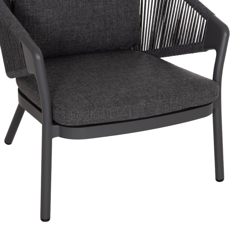 OUTDOOR 3PCS SET DRISCOLL FK10907.01 COFEE TABLE & 2 ARMCHAIRS--ALUMINUM IN GREY