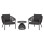 OUTDOOR 3PCS SET DRISCOLL FK10907.01 COFEE TABLE & 2 ARMCHAIRS--ALUMINUM IN GREY