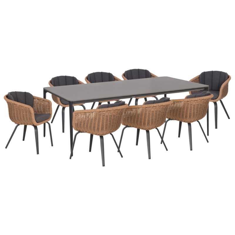 OUTDOOR DINING SET 9PCS VICTUS FK10864.01 GREY ALUMINUM-SINTERED STONE-OLEFIN--WICKER OUTDOOR DINING SET 9PCS VICTUS FK10864.01 GREY ALUMINUM-SINTERED STONE-OLEFIN--WICKER