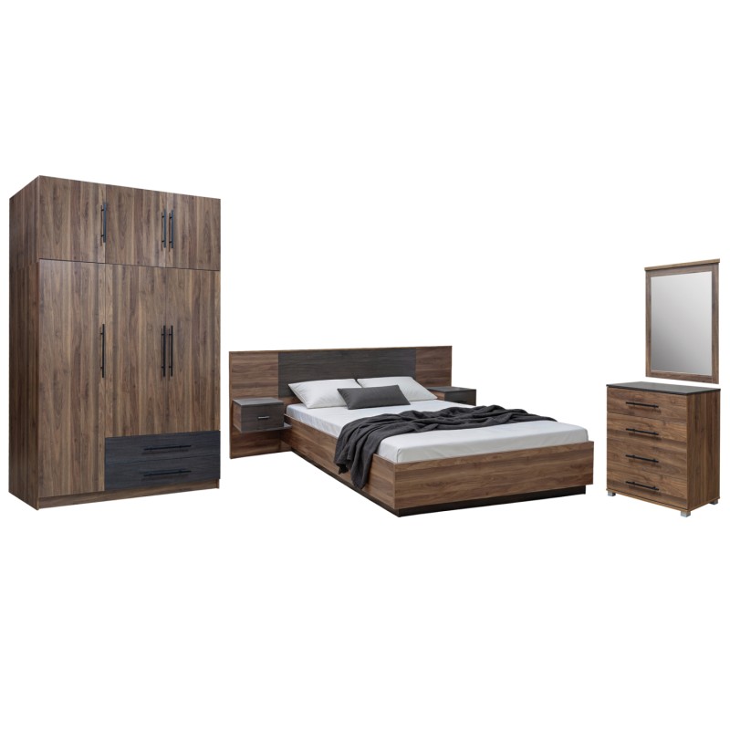 BEDROOM SET 5PCS CARYS FK10888.11 MELAMINE IN WALNUT COLOR BEDROOM SET 5PCS CARYS FK10888.11 MELAMINE IN WALNUT COLOR