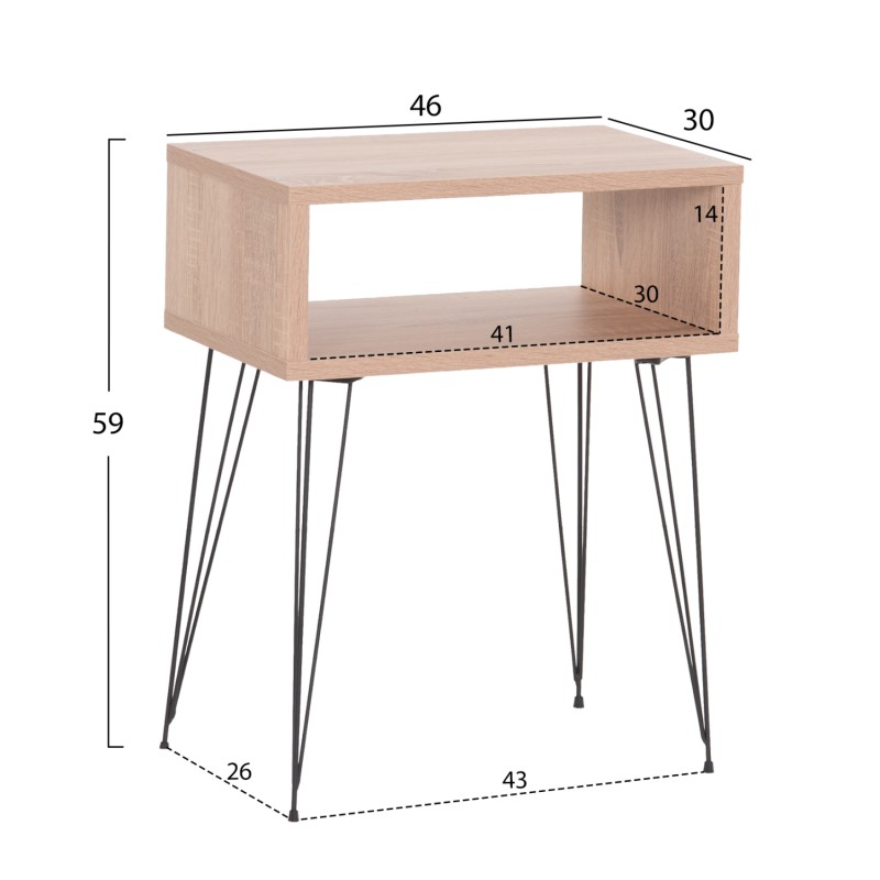 BEDSIDE STAND TODD FK18184.03 MELAMINE IN SONAMA COLOR-METAL LEGS IN BLACK 46x30x59Hcm. BEDSIDE STAND TODD FK18184.03 MELAMINE IN SONAMA COLOR-METAL LEGS IN BLACK 46x30x59Hcm.