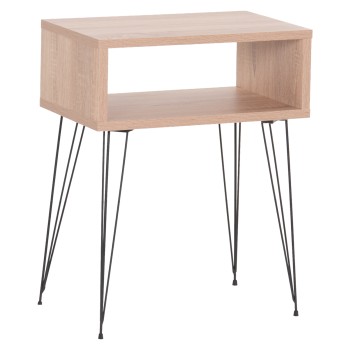 BEDSIDE STAND TODD FK18184.03 MELAMINE IN SONAMA COLOR-METAL LEGS IN BLACK 46x30x59Hcm.