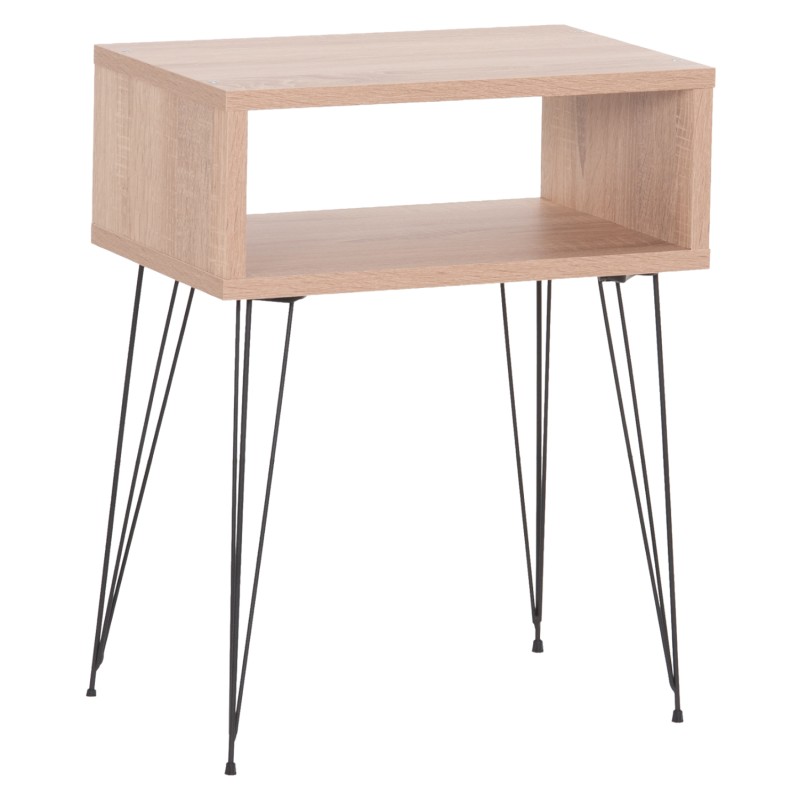 BEDSIDE STAND TODD FK18184.03 MELAMINE IN SONAMA COLOR-METAL LEGS IN BLACK 46x30x59Hcm. BEDSIDE STAND TODD FK18184.03 MELAMINE IN SONAMA COLOR-METAL LEGS IN BLACK 46x30x59Hcm.