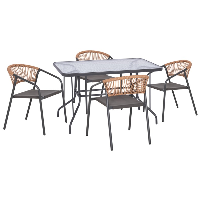 OUTDOOR DINING SET 5PCS ADAM FK10859.01 METAL CHAIRS & TABLE 120x70cm GREY OUTDOOR DINING SET 5PCS ADAM FK10859.01 METAL CHAIRS & TABLE 120x70cm GREY