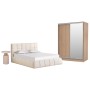 BEDROOM SET 3PCS EDDY FK10883.03 BOUCLE FABRIC IN BEIGE--MELAMINE IN SONAMA