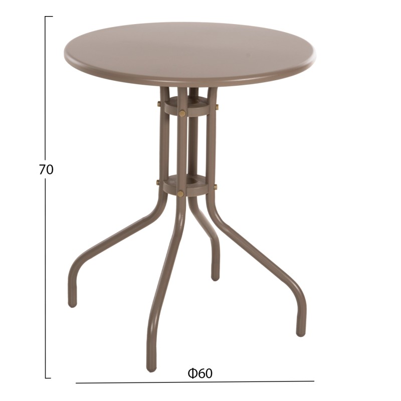 OUTDOOR DINING SET 3PCS LINO FK10728.04-- 2 METAL CHAIRS--ROUND TABLE Φ60cm CHAMPAGNE