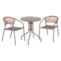 OUTDOOR DINING SET 3PCS LINO FK10728.04-- 2 METAL CHAIRS--ROUND TABLE Φ60cm CHAMPAGNE