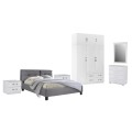 BEDROOM SET 6PCS CARLY FK10884.05 MELAMINE IN WHITE--GREY FABRIC BEDROOM SET 6PCS CARLY FK10884.05 MELAMINE IN WHITE--GREY FABRIC