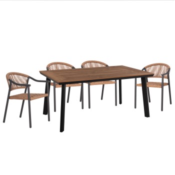 OUTDOOR DINING SET 5PCS KERLY FK10833.10 DARK GREY ALUMINUM--POLYWOOD--P.E.RATTAN BEIGE
