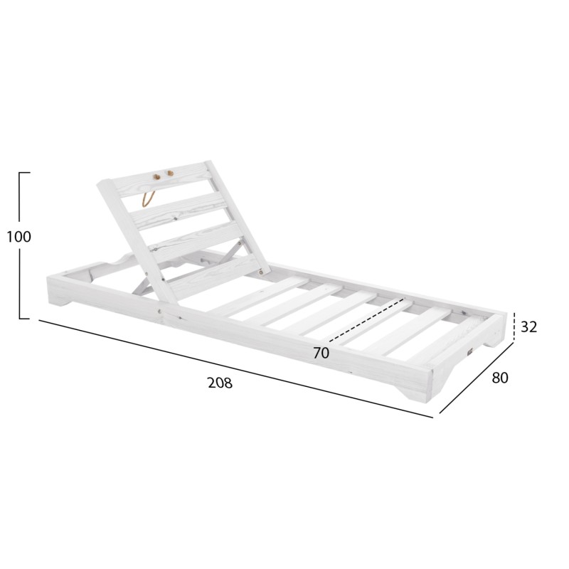 BEACH LOUNGER IKARIA FK10718.01 PINE WOOD IN WHITE-OLEFIN IN HERRINGBONE COLOR-WITH CUSHION 20cm. BEACH LOUNGER IKARIA FK10718.01 PINE WOOD IN WHITE-OLEFIN IN HERRINGBONE COLOR-WITH CUSHION 20cm.