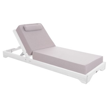 BEACH LOUNGER IKARIA FK10718.01 PINE WOOD IN WHITE-OLEFIN IN HERRINGBONE COLOR-WITH CUSHION 20cm.