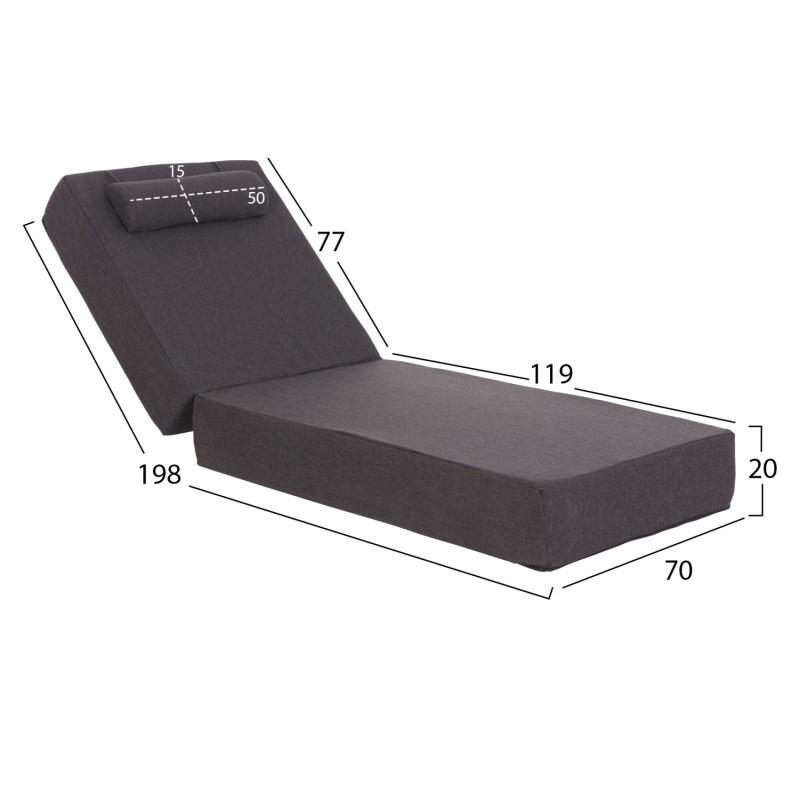 BEACH LOUNGER IKARIA ΗΜ10718.03 PINE WOOD IN WHITE-OLEFIN IN GREY-WITH CUSHION 20cm. BEACH LOUNGER IKARIA ΗΜ10718.03 PINE WOOD IN WHITE-OLEFIN IN GREY-WITH CUSHION 20cm.
