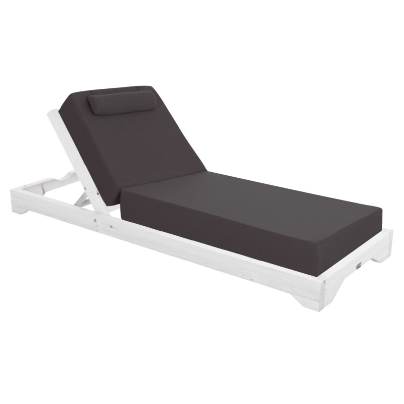 BEACH LOUNGER IKARIA ΗΜ10718.03 PINE WOOD IN WHITE-OLEFIN IN GREY-WITH CUSHION 20cm. BEACH LOUNGER IKARIA ΗΜ10718.03 PINE WOOD IN WHITE-OLEFIN IN GREY-WITH CUSHION 20cm.
