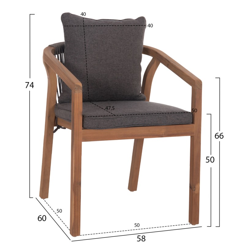 OUTDOOR DINING SET 7PCS CONTREL FK10899.02 ACACIA WOOD IN NATURAL--CUSHIONS IN GREY OUTDOOR DINING SET 7PCS CONTREL FK10899.02 ACACIA WOOD IN NATURAL--CUSHIONS IN GREY