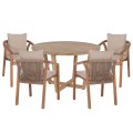 OUTDOOR DINING SET 5PCS PARAISO FK10898.01 ACACIA WOOD IN NATURAL--CUSHIONS IN BEIGE