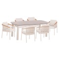 OUTDOOR DINING SET 7PCS DOSUN FK10910.02 CREAM WHITE ALUMINUM--ROPE & OLEFIN CUSHIONS IN BEIGE OUTDOOR DINING SET 7PCS DOSUN FK10910.02 CREAM WHITE ALUMINUM--ROPE & OLEFIN CUSHIONS IN BEIGE