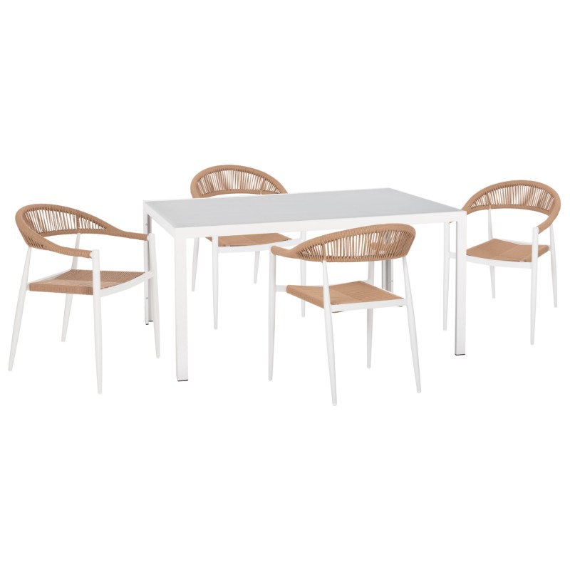 OUTDOOR DINING SET 5PCS GRET FK21022 WHITE METAL TABLE--ALUMINUM CHAIRS OUTDOOR DINING SET 5PCS GRET FK21022 WHITE METAL TABLE--ALUMINUM CHAIRS