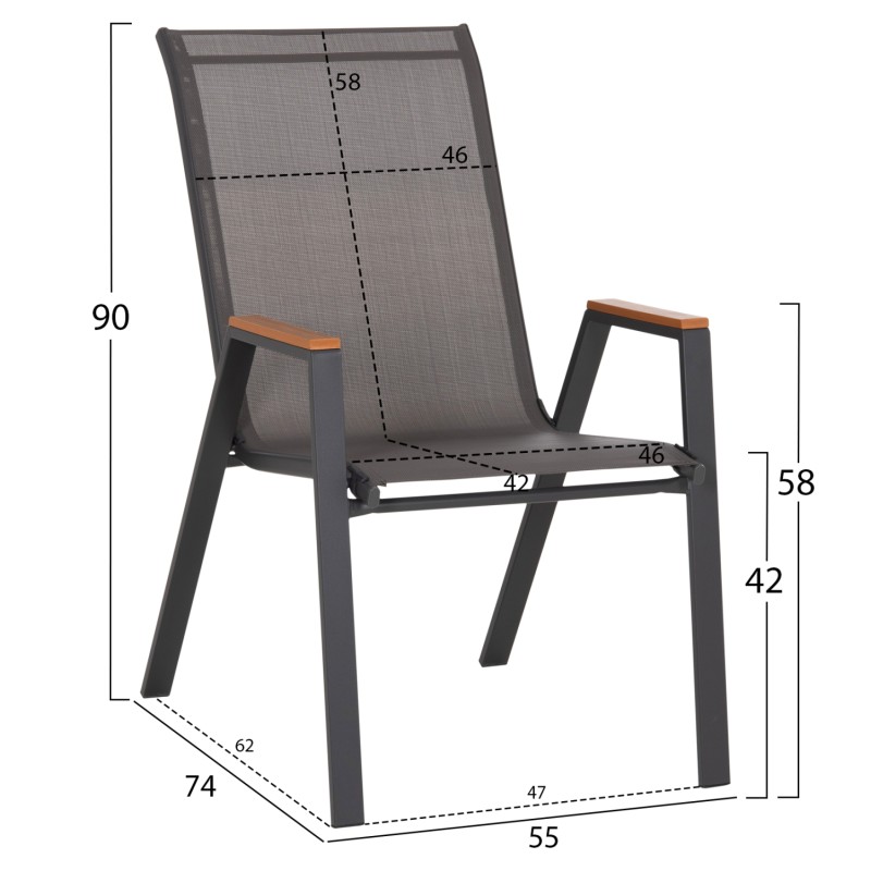 OUTDOOR DINING SET 5PCS OFER FK10855.01 METAL CHAIRS & TABLE 150x90cm GREY OUTDOOR DINING SET 5PCS OFER FK10855.01 METAL CHAIRS & TABLE 150x90cm GREY