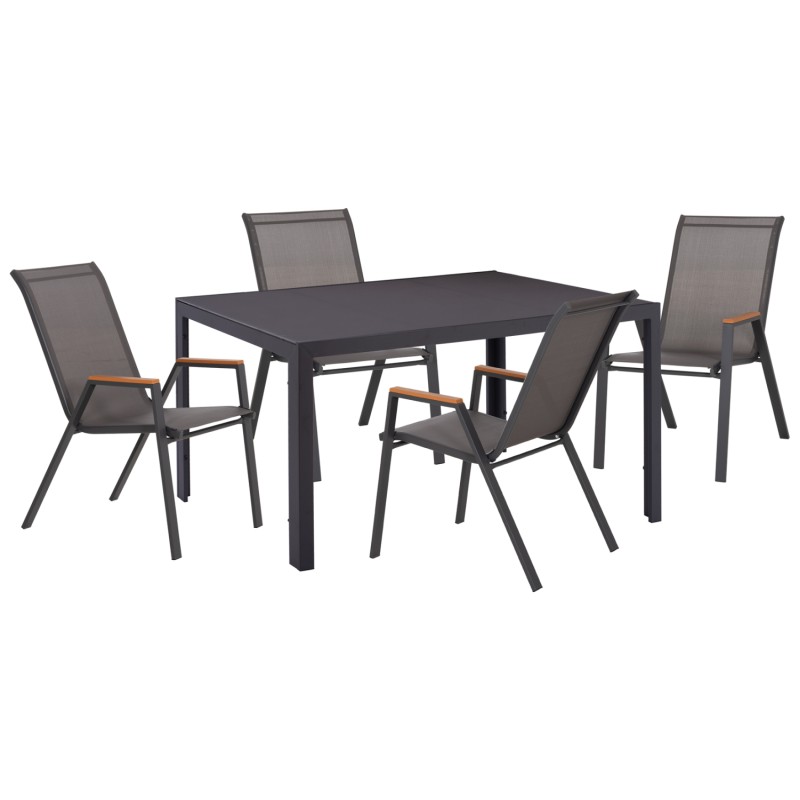 OUTDOOR DINING SET 5PCS OFER FK10855.01 METAL CHAIRS & TABLE 150x90cm GREY OUTDOOR DINING SET 5PCS OFER FK10855.01 METAL CHAIRS & TABLE 150x90cm GREY