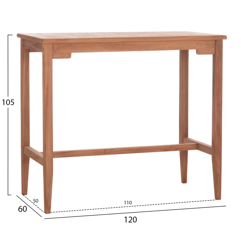 SET BAR TABLE WITH 4 BAR STOOLS NIKOL FK10916 TEAK WOOD IN NATURAL COLOR SET BAR TABLE WITH 4 BAR STOOLS NIKOL FK10916 TEAK WOOD IN NATURAL COLOR