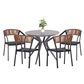 OUTDOOR DINING SET 5PCS HIGER FK10836.01 ALUMINUM & TEXTILENE--GREY
