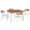 OUTDOOR DINING SET 5PCS TABER FK10837.02 ALUMINUM CHAIRS & TABLE--POLYWOOD--WHITE