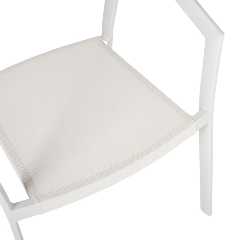 OUTDOOR DINING SET 5PCS TABER FK10837.02 ALUMINUM CHAIRS & TABLE--POLYWOOD--WHITE