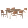 OUTDOOR DINING SET 7PCS SAGA FK10839.01 CHAIRS & TABLE ALUMINUM-POLYWOOD--CHAMPAGNE