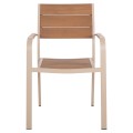 OUTDOOR DINING SET 7PCS SAGA FK10839.01 CHAIRS & TABLE ALUMINUM-POLYWOOD--CHAMPAGNE